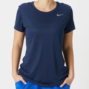 Nike navy dri-fit y shirt with grey swoosh
